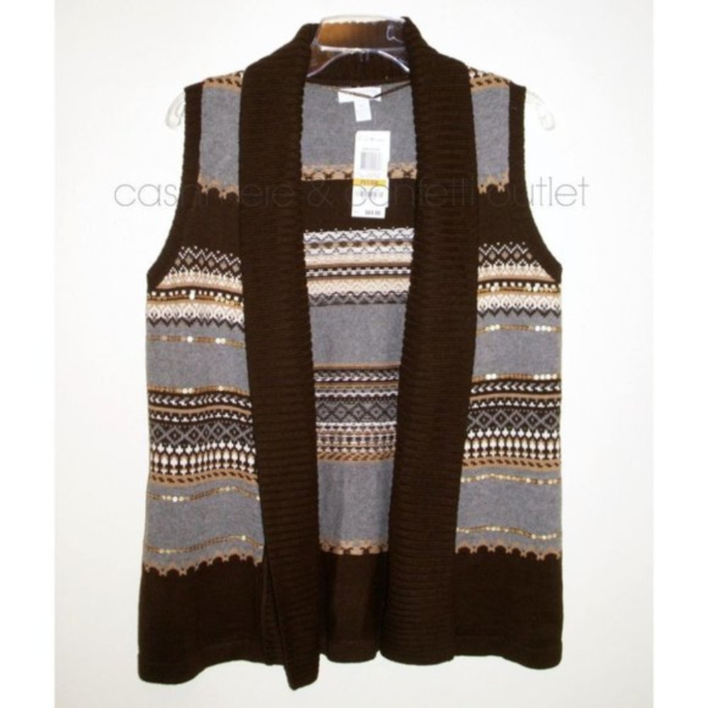NWT Charter Club Fair Isle Open Cardigan Sweater